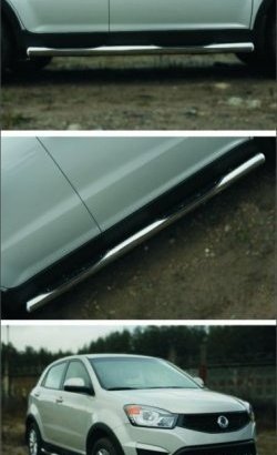 83 999 р. Защита порогов из круглой трубы диаметром 76 мм (рестайлинг) Russtal SSANGYONG Actyon дорестайлинг (2010-2013) (Защита порогов с со скосами на торцах (вариант 1))  с доставкой в г. Кемерово. Увеличить фотографию 3