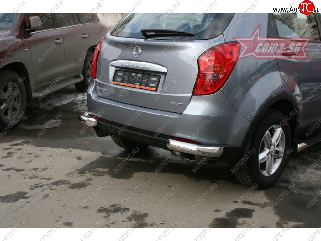 13 949 р. Угловая защита заднего бампера d76 Souz-96 SSANGYONG Actyon дорестайлинг (2010-2013)  с доставкой в г. Кемерово
