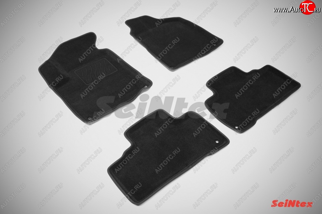 5 449 р. Износостойкие коврики в салон SeiNtex Premium 3D 4 шт. (ворсовые, черные)  SSANGYONG Actyon (2010-2013) дорестайлинг  с доставкой в г. Кемерово