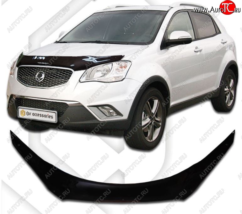 3 199 р. Дефлектор капота CA-Plastic SSANGYONG Korando 3 дорестайлинг (2010-2025) (Classic черный, Без надписи)  с доставкой в г. Кемерово