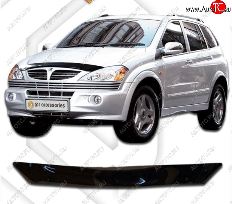 2 799 р. Дефлектор капота CA-Plastic SSANGYONG Kyron дорестайлинг (2005-2007) (серия Classic черный, Без надписи)  с доставкой в г. Кемерово