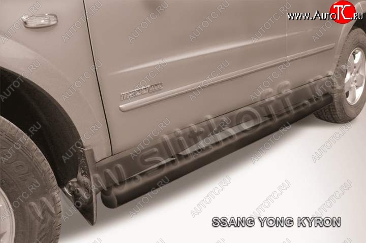 10 599 р. Защита порогов Slitkoff SSANGYONG Kyron дорестайлинг (2005-2007) (Цвет: серебристый)  с доставкой в г. Кемерово