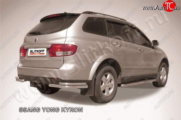 6 899 р. Уголки d57+d42 двойные  SSANGYONG Kyron (2005-2007) дорестайлинг (Цвет: серебристый)  с доставкой в г. Кемерово