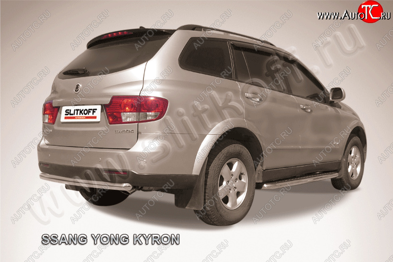 8 999 р. Защита заднего бампера Slitkoff (Ø мм)  SSANGYONG Kyron (2007-2016) рестайлинг (Нержавеющая сталь)  с доставкой в г. Кемерово