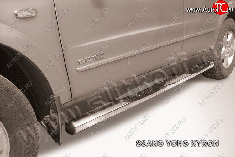 17 699 р. Защита порогов Slitkoff (Ø76 мм, с проступями) SSANGYONG Kyron рестайлинг (2007-2016) (полированная нержавейка)  с доставкой в г. Кемерово