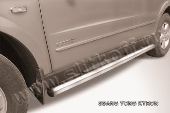 Защита порогов Slitkoff (Ø76 мм) SSANGYONG Kyron рестайлинг (2007-2016) (полированная нержавейка)