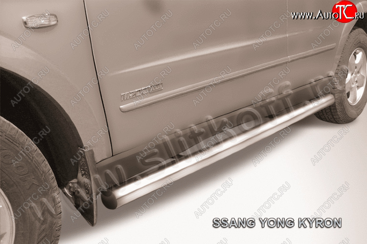 14 999 р. Защита порогов Slitkoff (Ø76 мм) SSANGYONG Kyron рестайлинг (2007-2016) (полированная нержавейка)  с доставкой в г. Кемерово