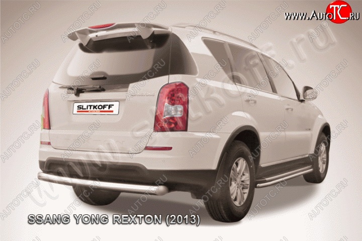 10 799 р. Защита заднего бампера из трубы диаметром 76 мм Slitkoff  SSANGYONG Rexton  Y290 (2012-2017) (Цвет: нержавеющая полированная сталь)  с доставкой в г. Кемерово