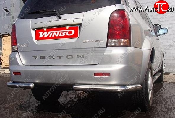 4 499 р. Защита заднего бампера WINBO (нержавейка)  SSANGYONG Rexton  Y200 (2001-2006)  с доставкой в г. Кемерово