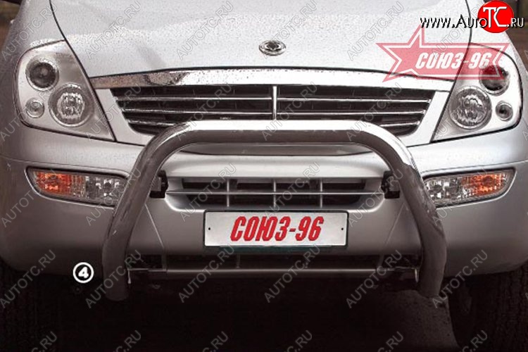 16 064 р. Защита переднего бампера (с кенгурином и подножкой) Souz-96 (d76) SSANGYONG Rexton Y200 (2001-2006)  с доставкой в г. Кемерово