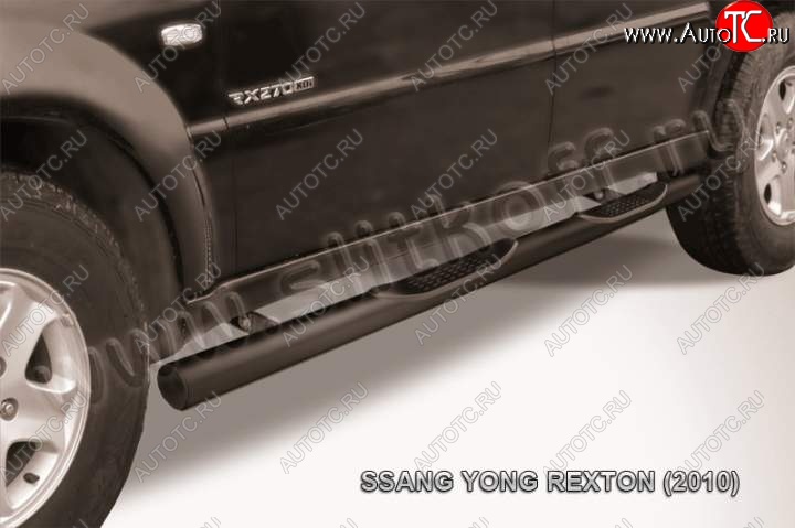 12 999 р. Защита порогов Slitkoff SSANGYONG Rexton Y250 (2006-2012) (Цвет: серебристый)  с доставкой в г. Кемерово