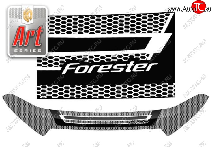 2 599 р. Дефлектор капота CA-Plastiс  Subaru Forester  SJ (2012-2019) дорестайлинг, рестайлинг (Серия Art белая)  с доставкой в г. Кемерово