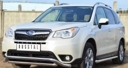 22 999 р. Защита переднего бампера (2 трубыØ63 мм, волна, нержавейка) SLITKOFF  Subaru Forester  SJ (2012-2016) дорестайлинг  с доставкой в г. Кемерово. Увеличить фотографию 4