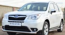 16 999 р. Одинарная защита переднего бампера диаметром 76 мм SLITKOFF  Subaru Forester  SJ (2012-2016) дорестайлинг  с доставкой в г. Кемерово. Увеличить фотографию 1