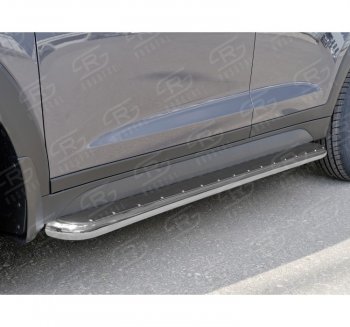 Широкая защита порогов с трубой диаметром 42 мм SLITKOFF v3 Subaru Forester  SJ (2012-2016) дорестайлинг