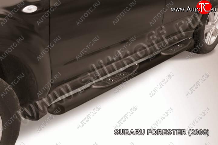 12 399 р. Защита порогов Slitkoff Subaru Forester SH (2008-2013) (Цвет: серебристый)  с доставкой в г. Кемерово