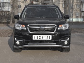 25 399 р. Защита переднего бампера (2 трубы Ø63 и 42 мм, нержавейка) SLITKOFF  Subaru Forester  SJ (2016-2019) рестайлинг  с доставкой в г. Кемерово. Увеличить фотографию 1