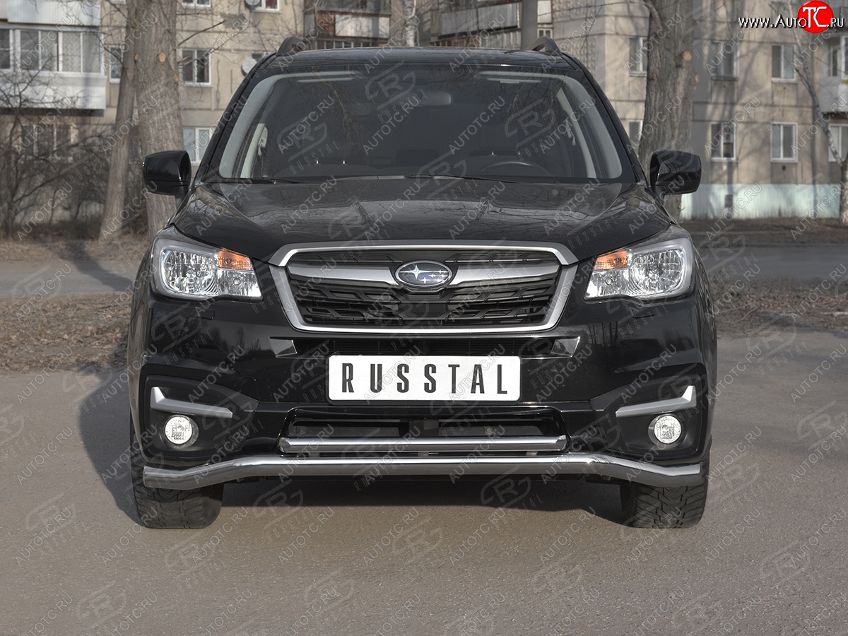 25 399 р. Защита переднего бампера (2 трубы Ø63 и 42 мм, нержавейка) SLITKOFF  Subaru Forester  SJ (2016-2019) рестайлинг  с доставкой в г. Кемерово