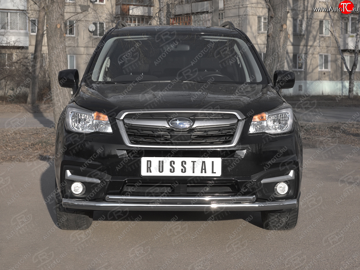 24 599 р. Защита переднего бампера SLITKOFF d63 секции-d42 дуга Subaru Forester SJ рестайлинг (2016-2019)  с доставкой в г. Кемерово