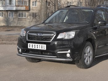 24 599 р. Защита переднего бампера SLITKOFF d63 секции-d42 дуга Subaru Forester SJ рестайлинг (2016-2019)  с доставкой в г. Кемерово. Увеличить фотографию 2