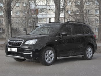 15 649 р. Защита переднего бампера (Ø75x42 мм, нержавейка) Russtal Subaru Forester SJ рестайлинг (2016-2019)  с доставкой в г. Кемерово. Увеличить фотографию 4