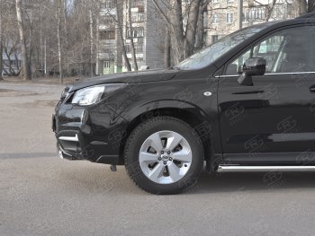 15 649 р. Защита переднего бампера (Ø75x42 мм, нержавейка) Russtal Subaru Forester SJ рестайлинг (2016-2019)  с доставкой в г. Кемерово. Увеличить фотографию 3