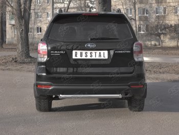 Защита заднего бампера (Ø63, нержавейка) SLITKOFF Subaru Forester  SJ (2016-2019) рестайлинг