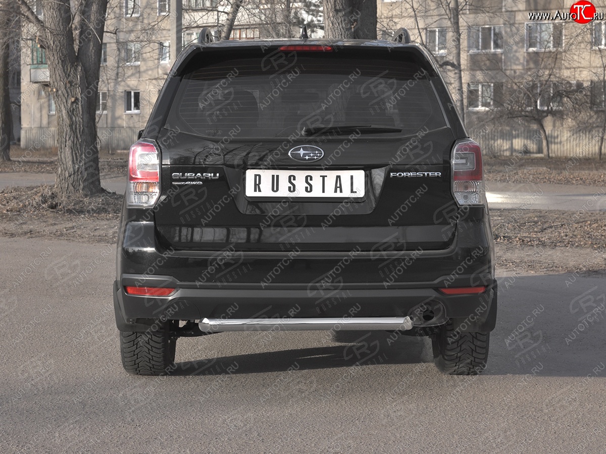 17 349 р. Защита заднего бампера (Ø63, нержавейка) SLITKOFF  Subaru Forester  SJ (2016-2019) рестайлинг  с доставкой в г. Кемерово