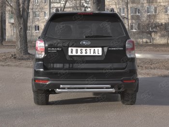 Защита заднего бампера (2 трубы Ø63 и 42 мм, нержавейка) SLITKOFF Subaru Forester  SJ (2016-2019) рестайлинг