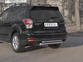 18 999 р. Защита заднего бампера (2 трубы Ø63 и 42 мм, нержавейка) SLITKOFF  Subaru Forester  SJ (2016-2019) рестайлинг  с доставкой в г. Кемерово. Увеличить фотографию 2