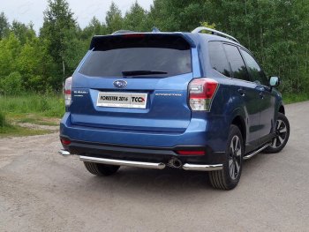 Защита заднего бампера (уголки) ТСС 60,3мм Subaru Forester  SJ (2016-2019) рестайлинг (короткие, под брызговики)