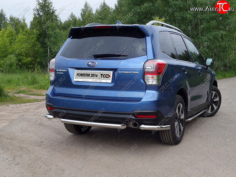 17 649 р. Защита заднего бампера (уголки) ТСС 60,3мм  Subaru Forester  SJ (2016-2019) рестайлинг (короткие, под брызговики)  с доставкой в г. Кемерово