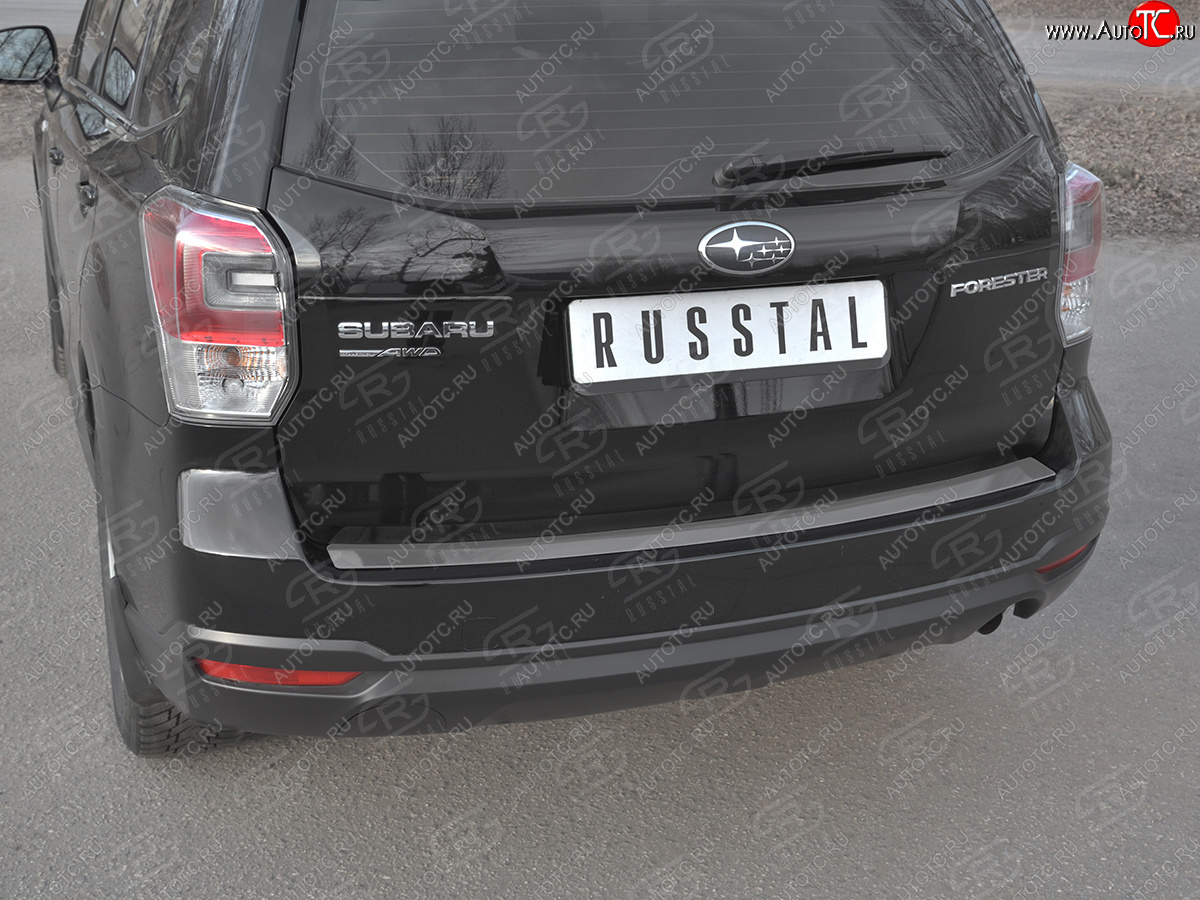1 999 р. Защитная накладка заднего бампера на Russtal Subaru Forester SJ рестайлинг (2016-2019) (Нержавейка полированная)  с доставкой в г. Кемерово