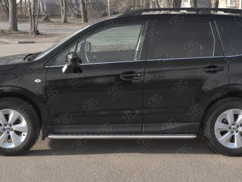 22 999 р. Пороги SLITKOFF d42 с листом  Subaru Forester  SJ (2016-2019) рестайлинг (лист алюминий, труба сталь)  с доставкой в г. Кемерово. Увеличить фотографию 2