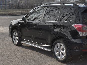 35 549 р. Пороги SLITKOFF d42 с листом  Subaru Forester  SJ (2016-2019) рестайлинг (лист нержавейка, труба нержавейка)  с доставкой в г. Кемерово. Увеличить фотографию 2
