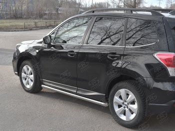 19 549 р. Защита порогов на SLITKOFF труба d63  Subaru Forester  SJ (2016-2019) рестайлинг (защита порогов со скосами на торцах)  с доставкой в г. Кемерово. Увеличить фотографию 2