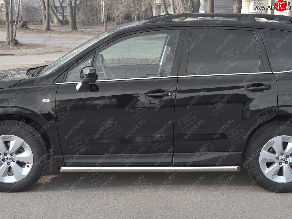 19 549 р. Защита порогов на SLITKOFF труба d63  Subaru Forester  SJ (2016-2019) рестайлинг (защита порогов со скосами на торцах)  с доставкой в г. Кемерово