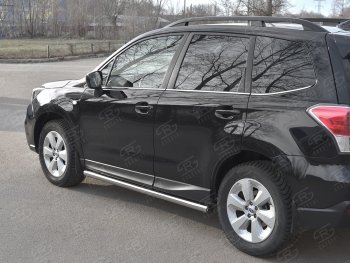 18 799 р. Защита порогов на SLITKOFF труба d63  Subaru Forester  SJ (2016-2019) рестайлинг (защита порогов с заглушками на торцах)  с доставкой в г. Кемерово. Увеличить фотографию 2