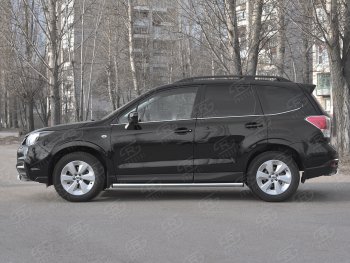 18 799 р. Защита порогов на SLITKOFF труба d63  Subaru Forester  SJ (2016-2019) рестайлинг (защита порогов с заглушками на торцах)  с доставкой в г. Кемерово. Увеличить фотографию 3