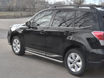 19 549 р. Защита порогов на SLITKOFF труба d63  Subaru Forester  SJ (2016-2019) рестайлинг (защита порогов с закругленными торцами)  с доставкой в г. Кемерово. Увеличить фотографию 2