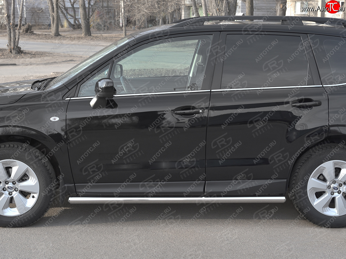 19 549 р. Защита порогов на SLITKOFF труба d63  Subaru Forester  SJ (2016-2019) рестайлинг (защита порогов с закругленными торцами)  с доставкой в г. Кемерово