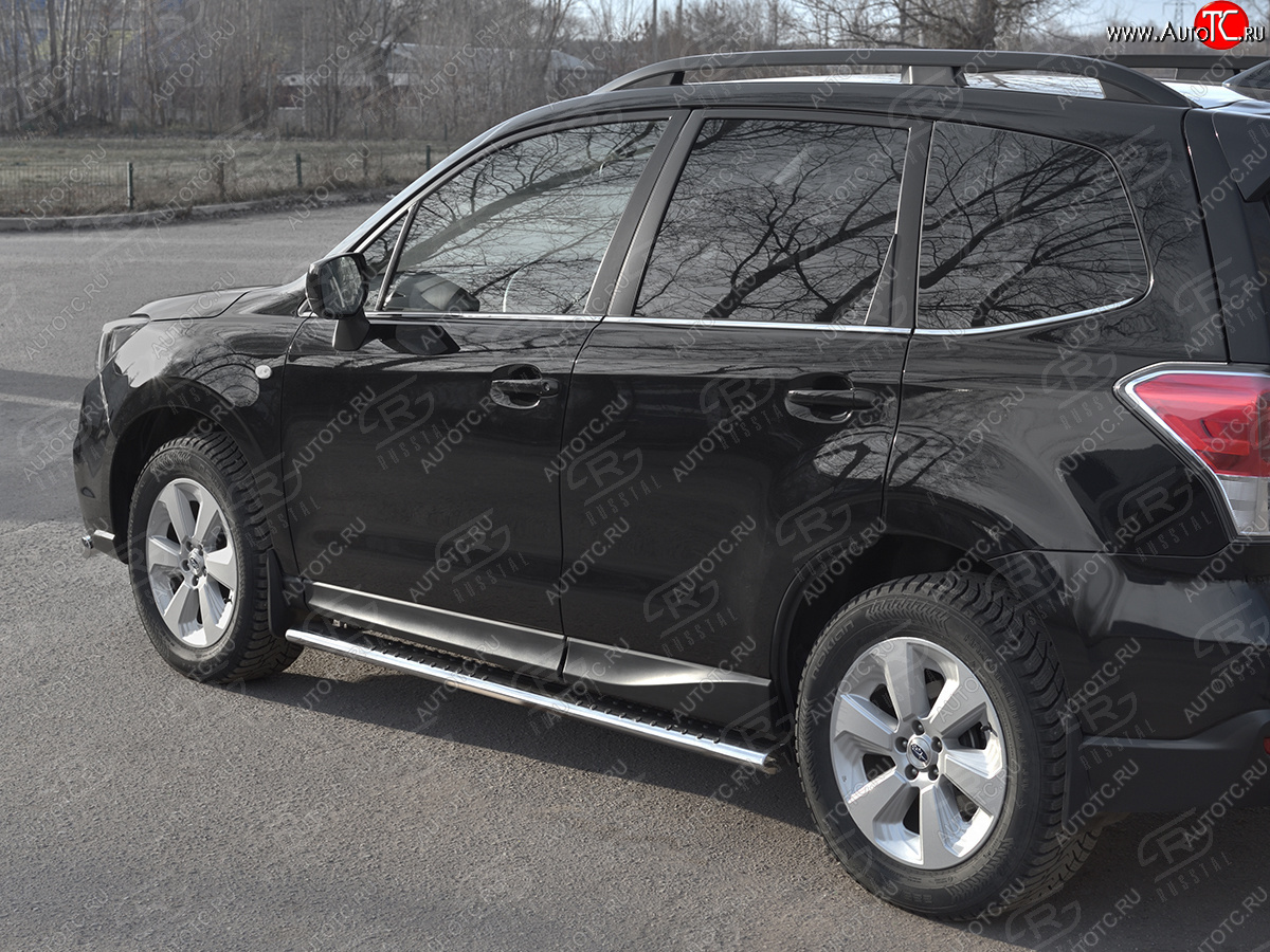 19 399 р. Защита порогов на Russtal труба 120х60 овал с проступью Subaru Forester SJ рестайлинг (2016-2019)  с доставкой в г. Кемерово