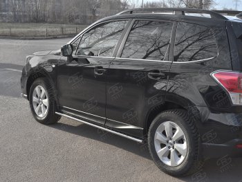 16 649 р. Защита порогов на Russtal труба 75х42 овал с проступью Subaru Forester SJ рестайлинг (2016-2019)  с доставкой в г. Кемерово. Увеличить фотографию 2