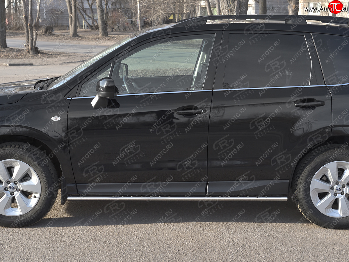 16 649 р. Защита порогов на Russtal труба 75х42 овал с проступью Subaru Forester SJ рестайлинг (2016-2019)  с доставкой в г. Кемерово