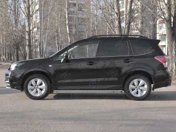 16 649 р. Защита порогов на Russtal труба 75х42 овал с проступью Subaru Forester SJ рестайлинг (2016-2019)  с доставкой в г. Кемерово. Увеличить фотографию 3