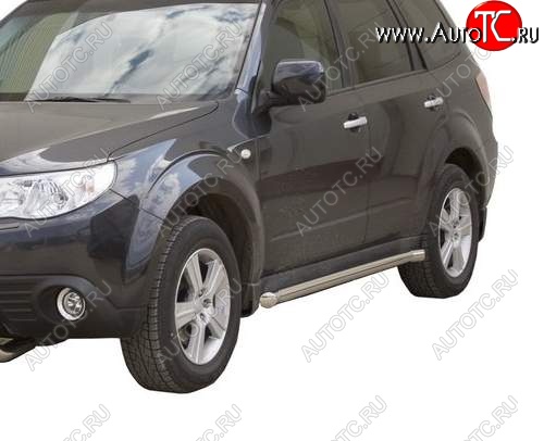 10 899 р. Защита порогов ТехноСфера (Техно Сфера) (Сталь с покрытием, 63.5 mm) Subaru Forester SH (2008-2013) (цвет: Серебристый)  с доставкой в г. Кемерово
