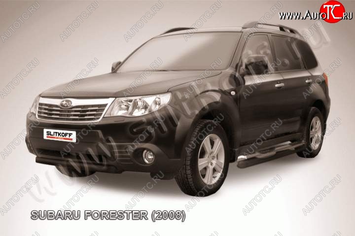 4 599 р. защита переднего бампера Slitkoff  Subaru Forester  SH (2008-2013) (Цвет: серебристый)  с доставкой в г. Кемерово