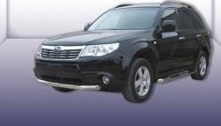 13 499 р. Одинарная защита переднего бампера диаметром 76 мм Slitkoff  Subaru Forester  SH (2008-2013) (Цвет: нержавеющая полированная сталь)  с доставкой в г. Кемерово. Увеличить фотографию 1