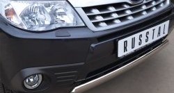 12 949 р. Защита переднего бампера (Ø75х42 мм, нержавейка) Russtal Subaru Forester SH (2008-2013)  с доставкой в г. Кемерово. Увеличить фотографию 2