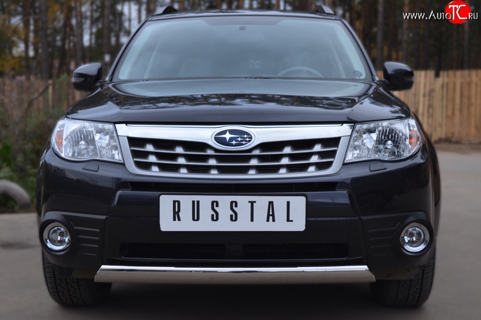 12 949 р. Защита переднего бампера (Ø75х42 мм, нержавейка) Russtal Subaru Forester SH (2008-2013)  с доставкой в г. Кемерово